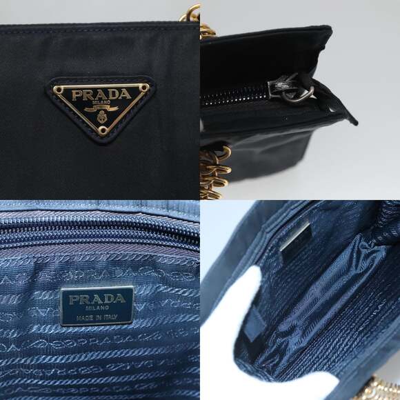PRADA Hand Bag Nylon Navy Gold - Picture 11 of 12
